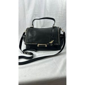 Diane‎ Von Furstenberg Black Leather Shoulder Bag w/ Gold Accents
